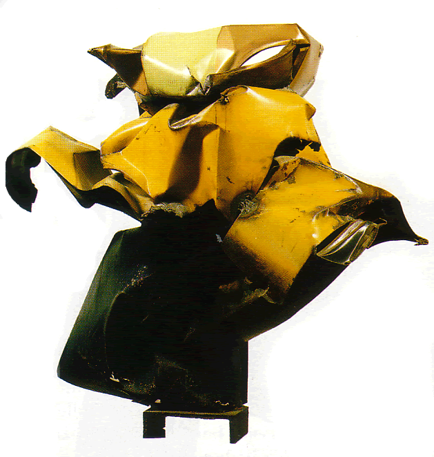 Sculpture made of sharp jagged scrap metal