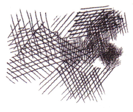 Parallel lines crossing over top of each other demonstrating cross hatching technique